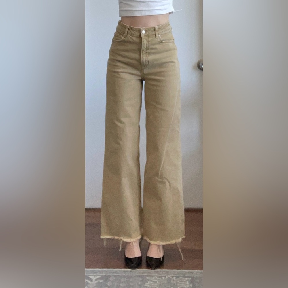 Dark Khaki Wide Leg Jeans. Mango. Size: 6.